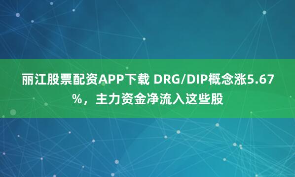 丽江股票配资APP下载 DRG/DIP概念涨5.67%，主力资金净流入这些股